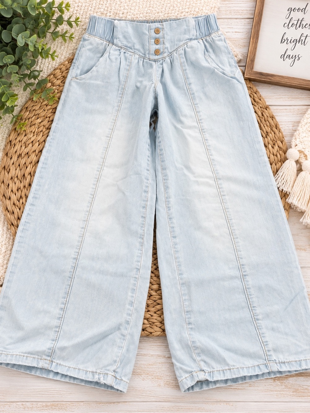 OshKosh B'gosh Light Blue Wide-Leg Button Front Jeans